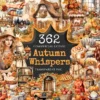 Autumn Whispers Watercolor Clipart Bundle - 360+ transparent PNG, Warm autumn graphics, Seasonal leaf png, Commercial use, Digital download