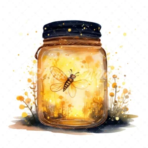 20 High-Quality Firefly Jars Clipart - Firefly jars digital watercolor JPG instant download for commercial use - Digital download