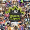 Bikers Watercolor Clipart Bundle - 480+ transparent PNG, Road warrior enthusiast illustrations, Motorbike, Commercial use, Digital download