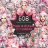 Pink & Silver Christmas Watercolor Clipart Bundle - 503+ transparent PNG, Xmas winter images, Festive png, Commercial use, Digital download
