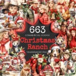 Christmas Ranch Clipart Bundle - 660+ transparent PNG, Holiday farm graphics, Festive christmas ranch art, Commercial use, Digital download