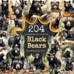 Black Bears Clipart Bundle - 200+ transparent PNG, Woodland creature illustrations, Majestic bear graphics, Commercial use, Digital download