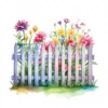 20 High-Quality Picket Fences Clipart - Picket fences digital watercolor JPG instant download for commercial use - Digital download