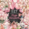 Pigs Watercolor Clipart Bundle - 512+ transparent PNG, Charming pig illustrations, Rustic farm animal art, Commercial use, Digital download