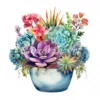 19 High-Quality Boho Succulent Pot Clipart - Succulent pot digital watercolor JPG instant download for commercial use - Digital download