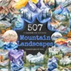 Mountain Landscapes Watercolor Clipart Bundle - 503+ transparent PNG, Majestic mountain images, Alpine png, Commercial use, Digital download
