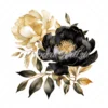 23 High-Quality Black Gold Peony Clipart - Black gold peony digital watercolor JPG instant download for commercial use - Digital download