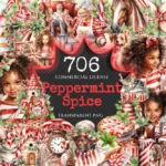 Peppermint Spice Watercolor Clipart Bundle - 702+ transparent PNG, Festive candy cane graphics, Holiday png, Commercial use,Digital download