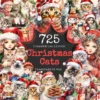 Christmas Cats Watercolor Clipart Bundle - 721+ transparent PNG, Holiday cat images, Cozy festive kitty png, Commercial use,Digital download