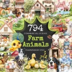 Farm Animals Watercolor Clipart Bundle - 790+ transparent PNG, Charming rural graphics, Farmyard animal png, Commercial use,Digital download