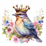 20 High-Quality Crowned Spring Birds Clipart - Crowned birds digital watercolor JPG instant download for commercial use - Digital download