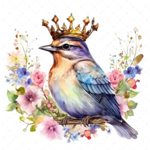 20 High-Quality Crowned Spring Birds Clipart - Crowned birds digital watercolor JPG instant download for commercial use - Digital download