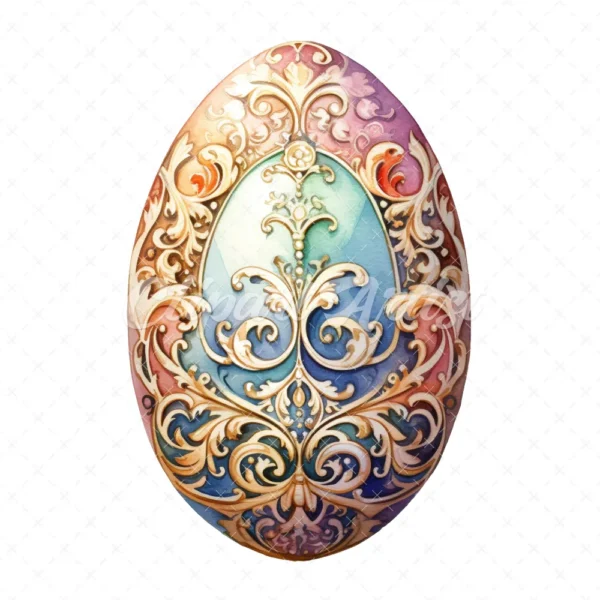 19 High-Quality Ornate Eggs Clipart - Ornate eggs digital watercolor JPG instant download for commercial use - Digital download