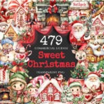 Sweet Christmas Watercolor Clipart Bundle - 475+ transparent PNG, Holiday treat Graphics, Festive images, Commercial use, Digital download