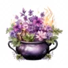 20 High-Quality Floral Cauldron Clipart - Floral cauldron digital watercolor JPG instant download for commercial use - Digital download