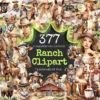 Ranch Watercolor Clipart Bundle - 374+ transparent PNG, Rustic homestead illustration, Western ranch art, Commercial use, Digital download