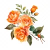 20 High-Quality Orange Rose Clipart - Orange rose digital watercolor JPG instant download for commercial use - Digital download