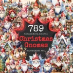 Christmas Gnomes Watercolor Clipart Bundle - 785+ transparent PNG, Festive magic graphics, Holiday gnome png,Commercial use,Digital download