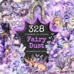 Fairy Dust Watercolor Clipart Bundle - 325+ transparent PNG, Fairytale purple graphics, Whimsical lilac art, Commercial use,Digital download