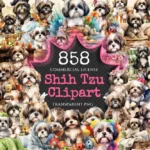 Shih Tzu Watercolor Clipart Bundle - 853+ transparent PNG, Adorable shih tzu illustration, Cute puppy png, Commercial use, Digital download