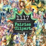 Fairies Watercolor Clipart Bundle - 1113+ transparent PNG, Whimsical fairytale graphics, Magical pixie art, Commercial use, Digital download