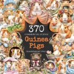 Guinea Pigs Watercolor Clipart Bundle - 365+ transparent PNG, Adorable hamster graphics, Cute pet images, Commercial use, Digital download