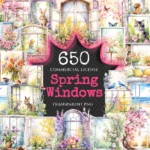 Spring Windows Watercolor Clipart Bundle - 645+ transparent PNG, Spring decor graphics, Seasonal window art, Commercial use,Digital download