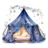 20 High-Quality Night Lighting Tents Clipart - Lighting tents digital watercolor JPG instant download for commercial use - Digital download
