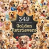 Golden Retrievers Watercolor Clipart Bundle - 345+ transparent PNG, Playful dog graphics, Golden pup art, Commercial use, Digital download
