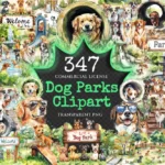Dog Parks Watercolor Clipart Bundle - 344+ transparent PNG, Pet park illustration, Fun outdoor graphics, Commercial use, Digital download