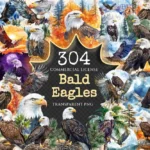 Bald Eagles Watercolor Clipart Bundle - 301+ transparent PNG, Wild eagle illustrations, Patriotic wildlife, Commercial use, Digital download