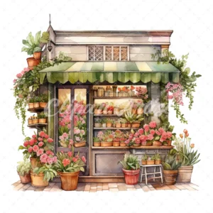 20 High-Quality Flower Shops Clipart - Flower shops digital watercolor JPG instant download for commercial use - Digital download