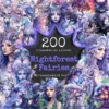 Nightforest Fairies Watercolor Clipart Bundle - 197+ transparent PNG, Magical illustrations, Fantasy images, Commercial use,Digital download