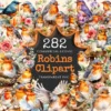 Robins Watercolor Clipart Bundle - 280+ transparent PNG, Delightful bird graphics, Adorable robin images, Commercial use, Digital download