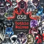 Gothic Wolves Watercolor Clipart Bundle - 630+ transparent PNG, Enigmatic lycan graphics, Shadowy wolf art, Commercial use, Digital download