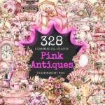 Pink Antiques Watercolor Clipart Bundle - 325+ transparent PNG, Elegant vintage graphics, Pink decor png, Commercial use, Digital download