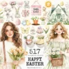 Happy Easter Watercolor Clipart Set - 510+ transparent PNG, Cozy spring illustrations, Cute egg graphics, Commercial use, Digital download