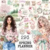Spring Planner Watercolor Clipart Set - 290+ transparent PNG, Planner girl illustrations, Bookish images, Commercial use, Digital download