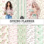 Spring Planner Seamless Patterns, Springtime Floral JPEG, Floral seamless pattern, Spring blossom repeating pattern, Digital scrapbook paper