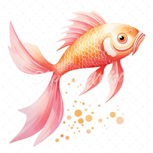 20 High-Quality Baby Pink Koi Fish Clipart - Koi fish digital watercolor JPG instant download for commercial use - Digital download