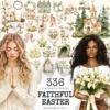 Faithful Easter Watercolor Clipart Set - 330+ transparent PNG, He is risen illustrations, Jesus graphics, Commercial use, Digital download