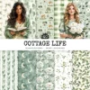 Cottage Life Seamless Patterns, Cozy cottagecore JPEG, Summertime pattern, Cottage floral repeating pattern, Digital scrapbook paper