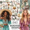 Moroccan Escape Watercolor Clipart Set - 235+ transparent PNG, Summer travels graphics, Moroccan decor art, Commercial use, Digital download