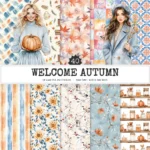Welcome Autumn Seamless Patterns, Cozy Autumn JPEG, Pumpkin leaves pattern, Owl, Plaid, Fall repeating pattern, Digital scrapbook paper