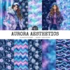 Aurora Aesthetics Seamless Patterns, Northern Lights JPEG, Snowflake pattern, Winter, Polar Night repeating pattern, Digital scrapbook paper