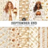 September End Seamless Patterns, Cozy autumn JPEG, Maple and pumpkin pattern, Plaid, Knitted cozy repeating pattern, Digital scrapbook paper