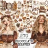Chocolate Heaven Watercolor Clipart Set - 265+ transparent PNG, Cozy fall treats graphics, Pastry images, Commercial use, Digital download