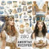 Amentas Whisper Watercolor Clipart Set - 275+ transparent PNG, Ancient egypt illustrations, Pharaohs art, Commercial use, Digital download
