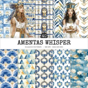 Amentas Whisper Seamless Patterns, Ancient egypt JPEG, Pyramid pattern, Falcon, Egyptian, Lotus repeating pattern, Digital scrapbook paper