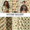 Autumn Gallery Seamless Patterns, Chic fall JPEG, Botanical pattern, Pumpkin, Falling leaves repeating pattern, Digital scrapbook paper